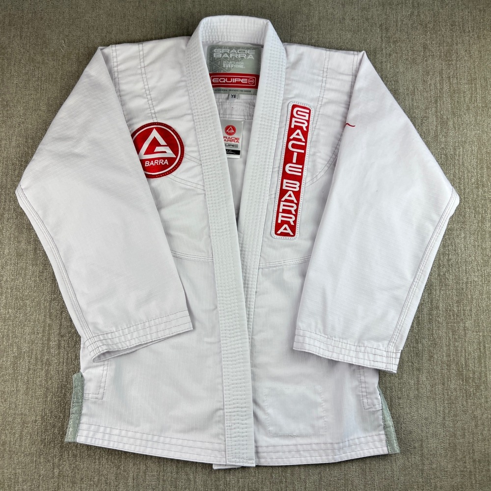 Gracie Barra Jiu Jitsu Gi Top Kids Y6 White Equipe GB Edition Ripstop BJJ Kimono